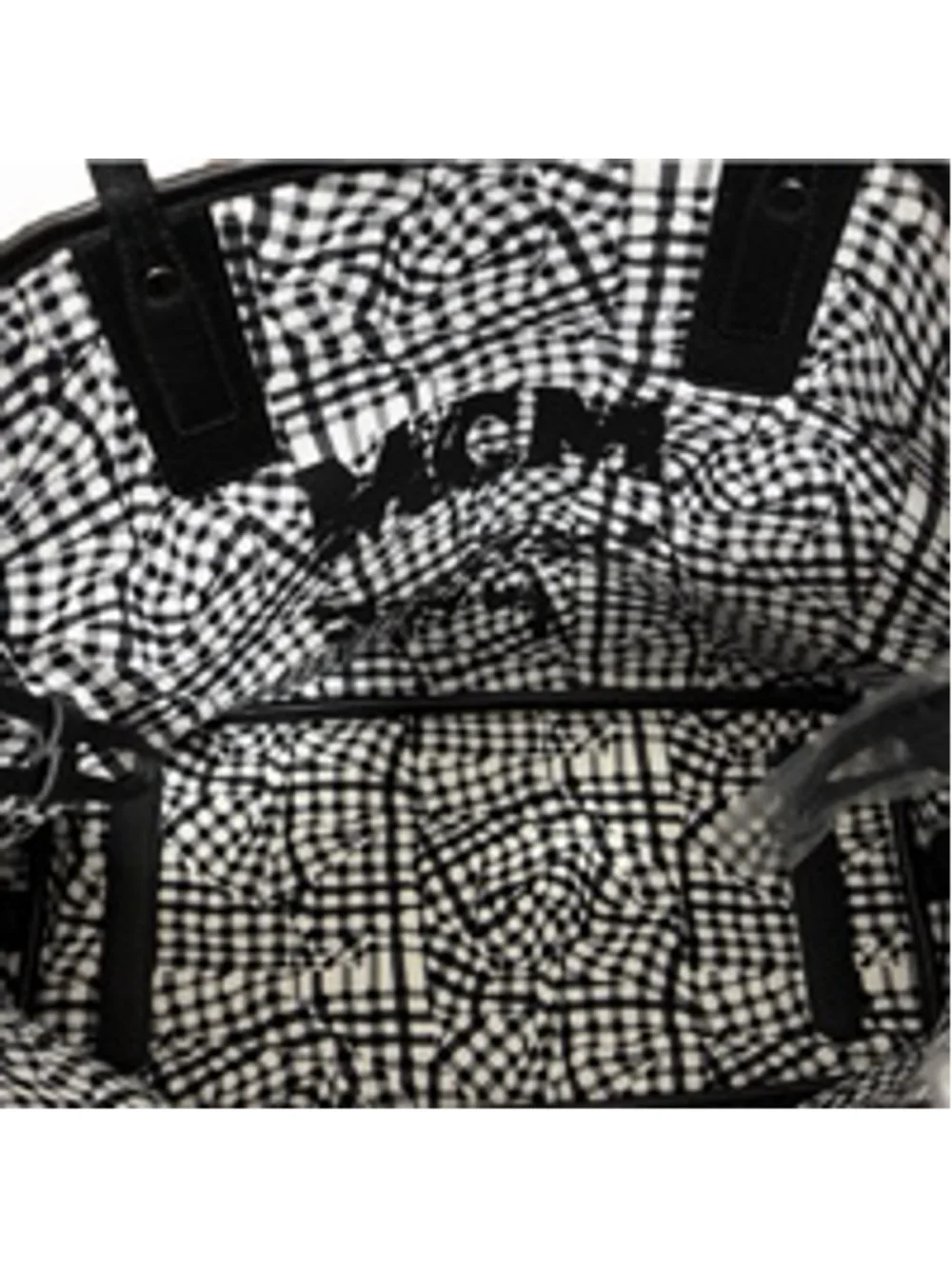 NWT MCM Women's Liz Reversible Shopper Tote in Black & white, Visetos & leather